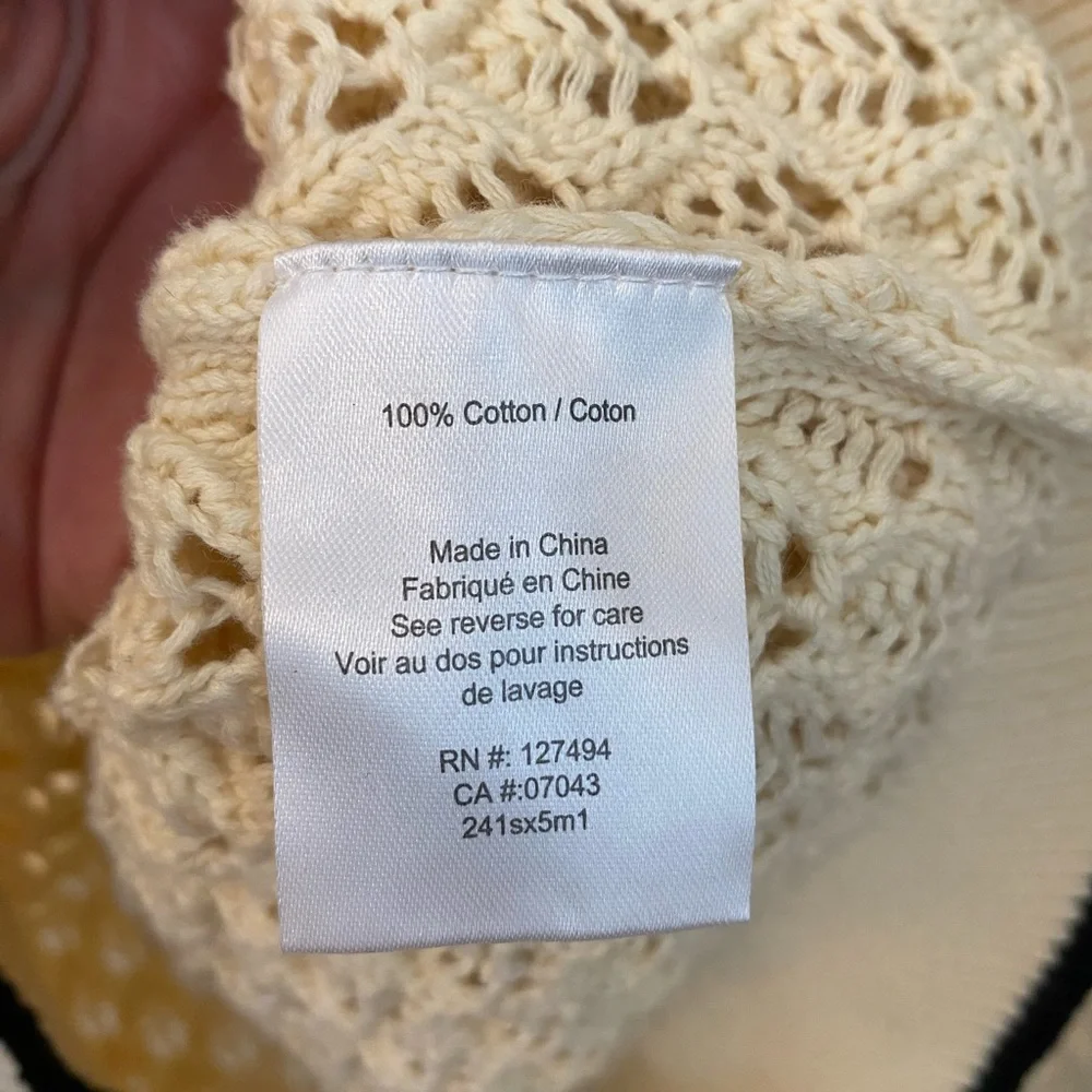 Heartloom Sybil Sweater Crochet Knit V Neck Ivory Size Small Preppy Cottagecore - Picture 10 of 16